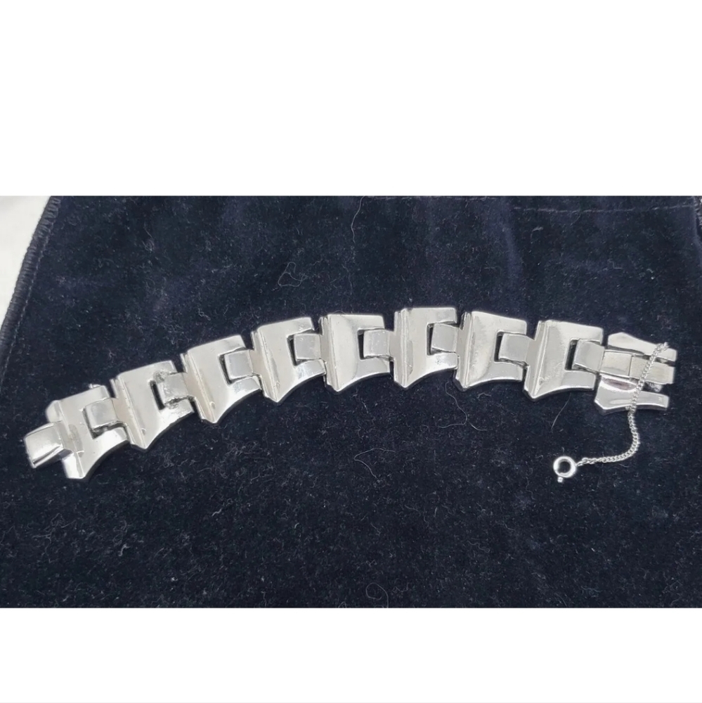 Vintage JOMAZ Joseph Mazer Art Deco Rhinestone Silver Rhodium Plated Bracelet - Picture 3 of 8